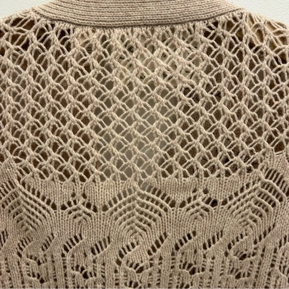 Anthropologie Field Flower Cardigan small tan beige wool cashmere crochet - Picture 8 of 13